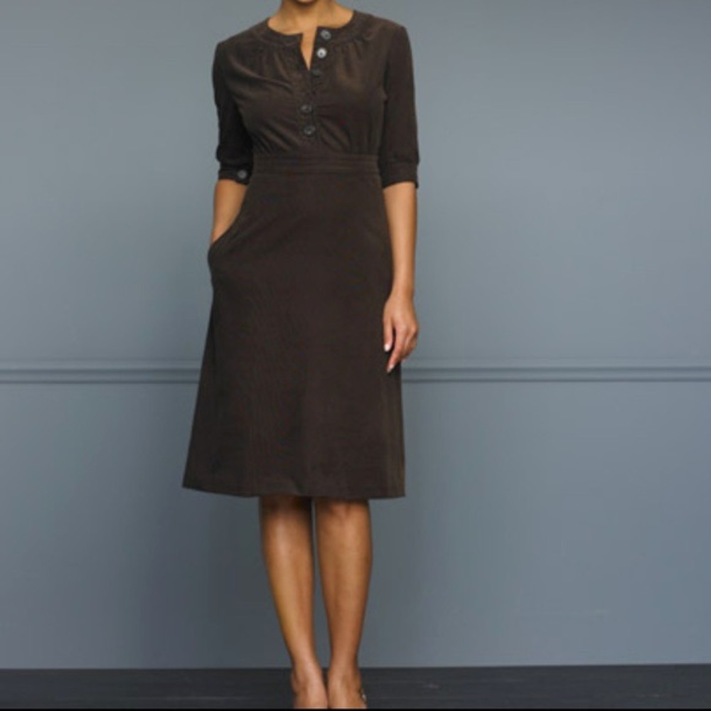 J. Crew Brown Pinwale Cord Linda Dress
